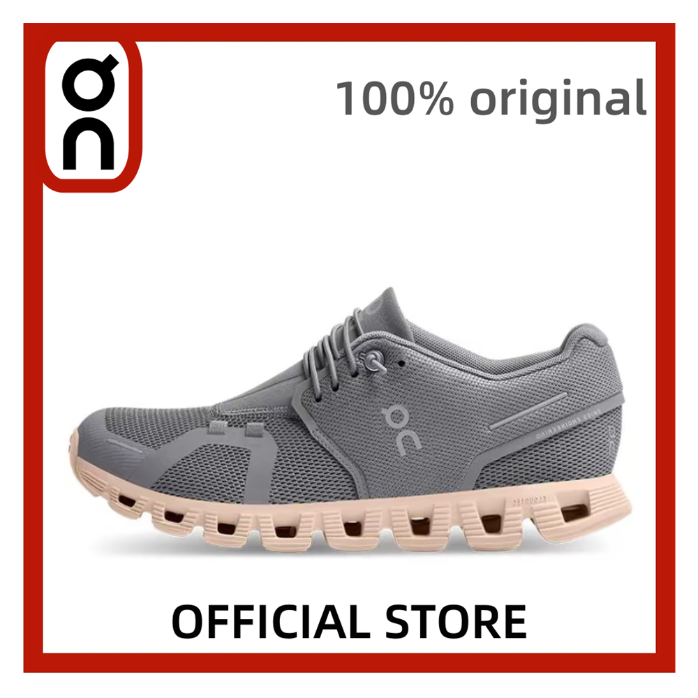 【ต้นฉบับ】On Running Cloud 5 รองเท้าผ้าใบส้นต่ําสีเทาอ่อนสีชมพูอ่อนสําหรับผู้หญิง 59.98883