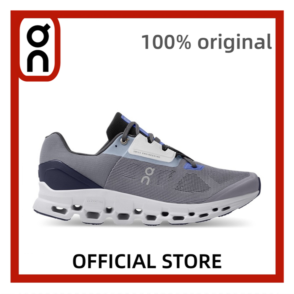 【ต้นฉบับ】On Running Cloudstratus รองเท้าวิ่งสีเทาและสีดํา Low Top สําหรับผู้ชาย 39.99007