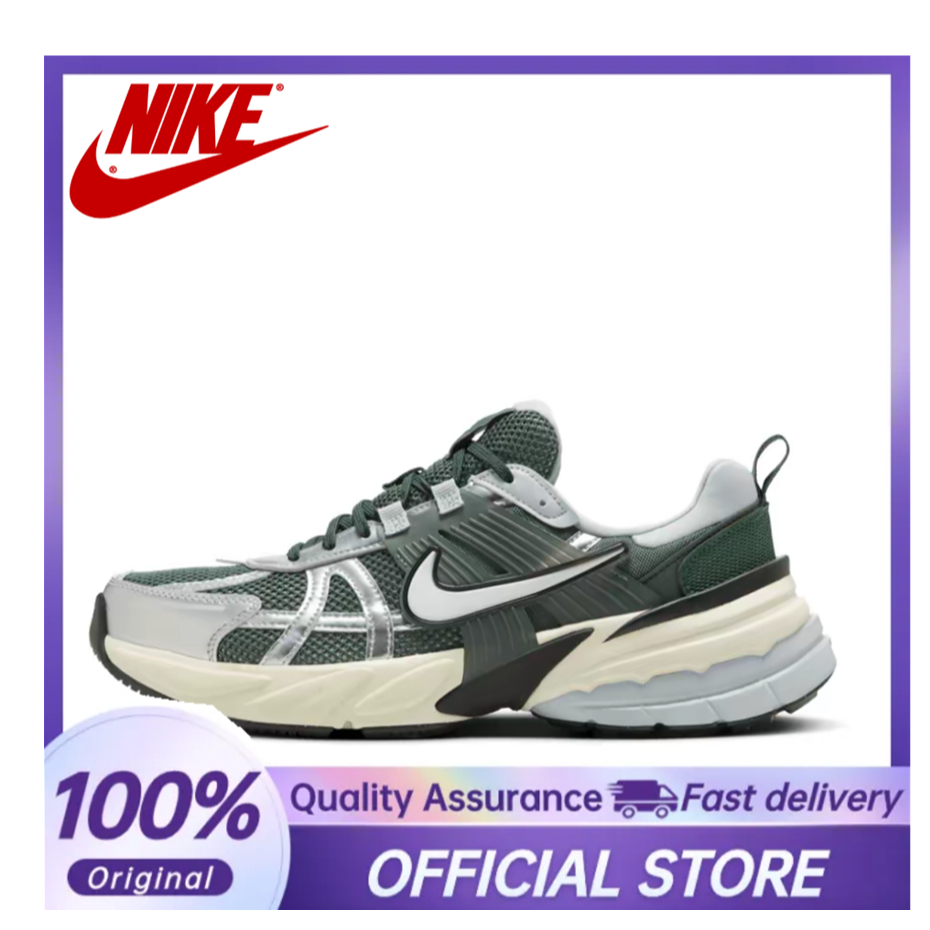 【100%Original】NIKE V2K Run Low Top Leisure running shoes Women's shoes Grayish Green HJ4497-300
