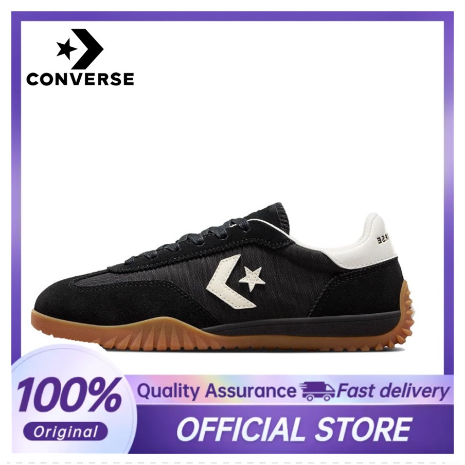 【100%Original】Converse Run Star Trainer Black White Brown Leather Sneakers Unisex A08263C