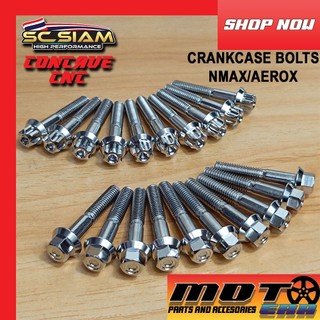 SC SIAM CNC / CONCAVE STAINLESS CRANKCASE SET BOLT 10 PCS YAMAHA AEROX / NMAX V1 / NMAX V2