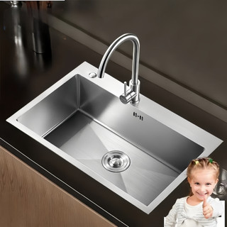 SUS 304 Kitchen Sink Thickness Single Double Black & Silver Stainless Steel Free Drain&Basket