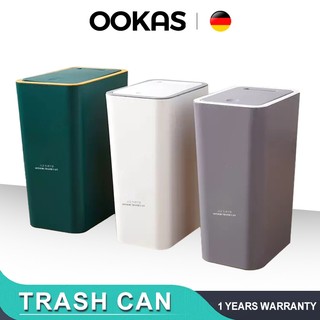 OOKAS Nordic Trash Can With Cover Large Press-Type Trash Bin Rectangular Garbage Bin For Kitchen