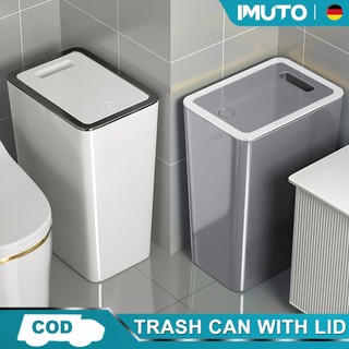 IMUTO Nordic Trash Can Trash Bin With Cover Large Press-type Rectangular Garbage Bin For Bathroom