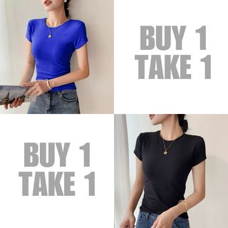BUY 1 TAKE 1 KILY.PH Double Lining Short Sleeves Basic Top Body Hugging Full Length 6A0271