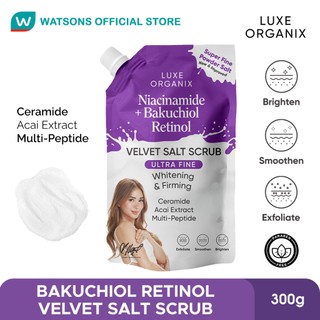 LUXE ORGANIX Niacinamide + Bakuchiol Retinol Velvet Salt Scrub 300g