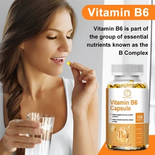 BBEEAAUU Vitamin B-6 capsules 1000 Mg สำหรับสุขภาพหัวใจและหลอดเลือดและระบบประสาท