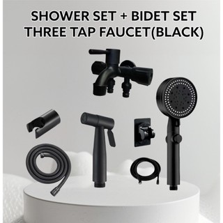 Complete Set Black Shower Set Black Bidet Set with 1.5m Hose and Holder and 3way Faucet