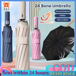 【COD】24 Ribs Umbrella Folding Automatic Windproof Large Automatic UV Umbrella Payong Umbrella
