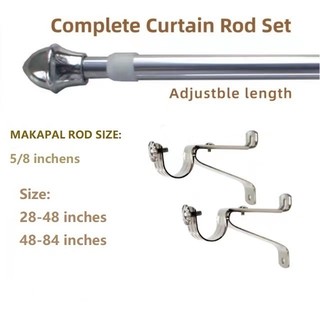 Makapal Adjustable Curtain Rod Silver/Gold/Maroon size 28*48/48*84/84-120 inches With Brackets