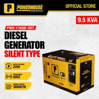 POWERHOUSE 9.5KVA Diesel Silent Type Generator with Battery For Electric Start Max Power 9.5KW PHI