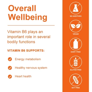BBEEAAUU Vitamin B-6 capsules 1000 Mg สำหรับสุขภาพหัวใจและหลอดเลือดและระบบประสาท