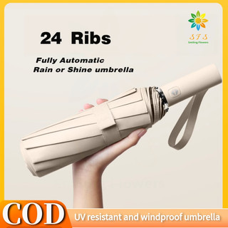 【COD】24 Bones/10 Ribs Automatic Umbrella Windproof Anti-UV Sunscreen Large Umbrella Folding Sunshade