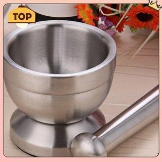 【COD】Stainless Steel Mortar and Pestle Set, Spice Grinder with Lid, Kitchen Manual Garlic Tools
