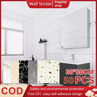 50PCS 3D Marble Wallpaper Vinyl Kitchen Tabletop Cabinet Furniture Wallpaper Waterproof and Oilproof