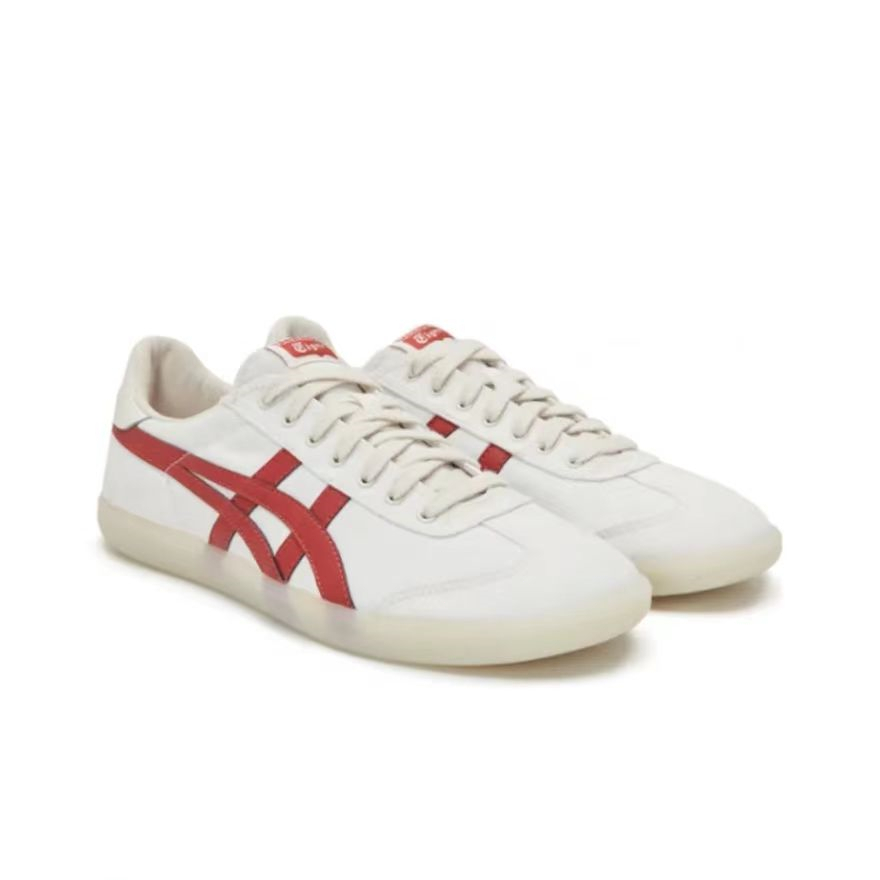 【100% Authentic】Tiger TOKUTEN White Red 1183A862-104 Low Top Unisex Sneakers