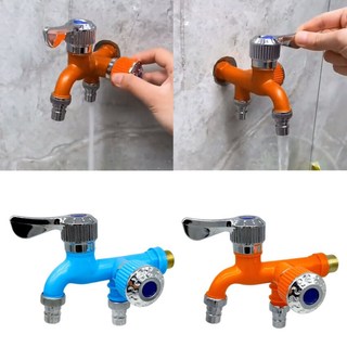 Dual Control Faucet Double Outlet Water Tap 1/2" Universal Interface Connector Home Bathroom Hose Ir