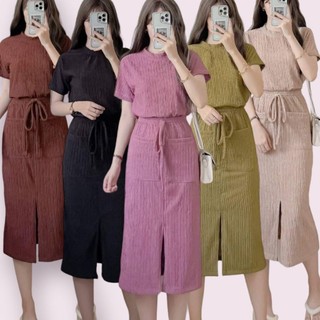 Precious Skirt Bark Fabric Coords Terno Front Slit