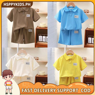 ☀️COD☀️1-15y Children's clothing summer new Polo shirt two-piece set casual set with label printing