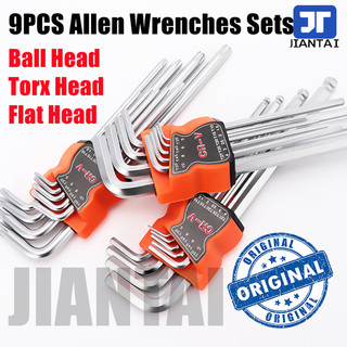 9PCS Hex Key Wrench Set Allen Wrench L Handle Ball Head Long Arm CR-V Spanner Wrenches Repair Tools