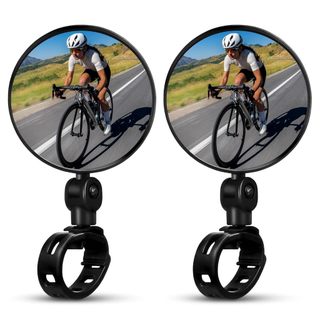 Bicycle Riding Mirror Adjustable Swivel Handlebar Mounted Convex Mirror for Mountain Road Bikes