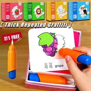 COD Magic Doodle Flash Cards Early Educational English Words Alphabets Fruits Character Number