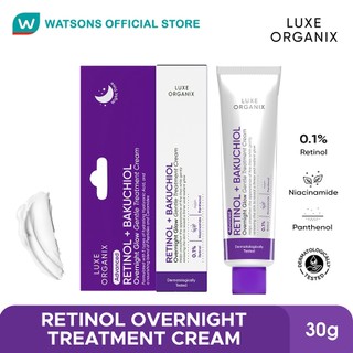 LUXE ORGANIX Retinol + Bakuchiol Overnight Glow Gentle Treatment Cream Moisturizer 30g