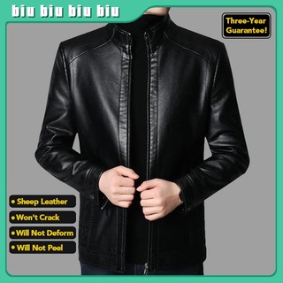 Autumn And Winter Men's Leather Jackets, Middle-Aged And Elderly Sheepskin Jackets, Loose Daddy Tops