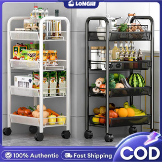 Metal 3-4-5 Tier Trolley Cart Storage Rack Kitchen Organizer Shelf with 360° Rotating Brake Wheel