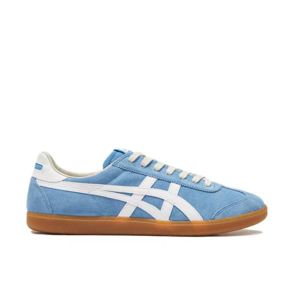 【Official Store】Tiger Tokuten White Blue Brown Calf Skin Sneakers Unisex 1183A907-400
