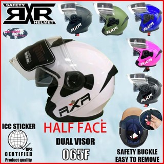 RXR HALF FACE HELMET Dual Visor 065F-1 Rider's Helmet Hot Sale Medium Large Unisex WITH BPS/ICC Box