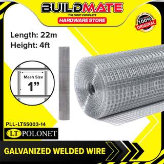 BUILDMATE Polonet Galvanized Welded Wire Mesh Net 3ft / 4ft Square Welded Mesh for Fencing & Cages