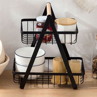 2-Tier Fruits Organizer Fruit Basket for Table Display Fruits Vegetables Detachable Stand
