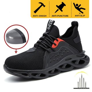Safety Shoes Steel toe Men Breathable Lightweight Anti-smash Anti-puncture Fashion Work Shoes Women