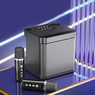 YS-203 Wireless Bluetooth Dual Microphone Karaoke Speaker 3D with Dual Wireless Microphone