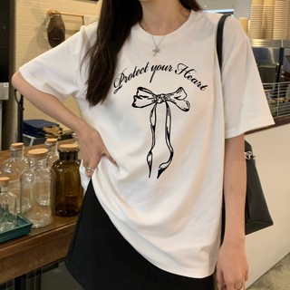 2024 Popular Bow Design T-shirt For Women Fashion Basic Color Tees Womenswear Tops