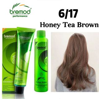 Bremod Hair Color Hair Dye Honey Tea Brown 6.17 100ml & Oxidizer 6% 9% 12% 100ml
