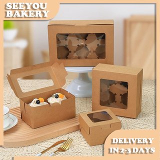 2/4/6 Holes Cupcake Box with Holder Muffin Pastry Cake Box Packaging Case for Wedding Birthday