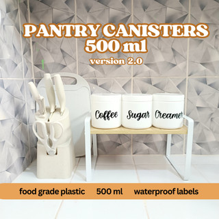 Hiraya Ph Plastic Pantry Canister version2 500ml with Scooper and Label Food Storage Jar for Kitchen