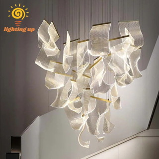 LED Crystal Chandelier Cluster Pendant Light Modern Ceiling Pendant Lamp Gold Living Room Lightning