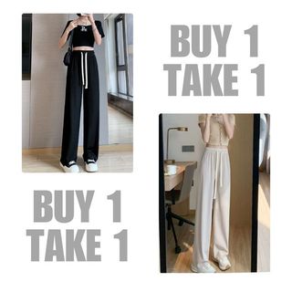 Buy 1 Take 1 KILY.PH Highwaist Wide Leg Drawstring Casual Pants 7AOO44