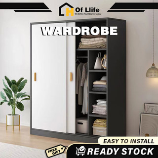❤Wardrobe Cabinet 80/140CM Wood/White/Black Sliding Door Wardrobe Organizer Clothes Cabinet Closet