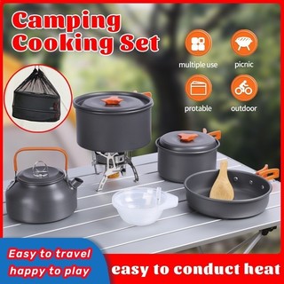 Camping Cooking Set Mini Travel portable pot Nonstick Hiking Picnic Pot Tableware Kettle/Soup Pot