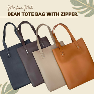 Namiholic Bean Tote Bag with Zipper l Marikina Made l Premium Vegan Leather