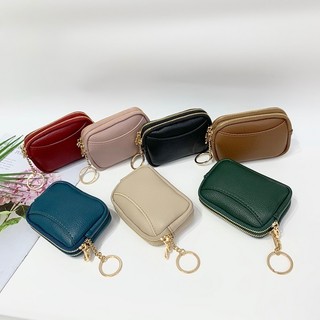 Cute Mini Coin Purse Dual Zipper with Keyring for Men and Women Purse Wallet