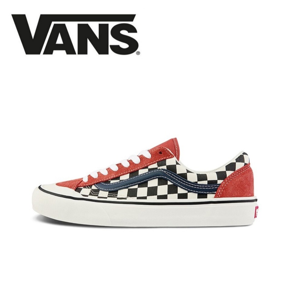 【100%Original】Vans Style 36 Low Top Sneakers Women&Men Red Black White Canvas VN0A3ZCJ5B7