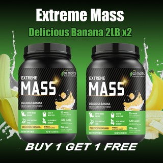 Ozmolts Mass Gainer Protein Powder Banana Flavor 1260 Calories Muscle Bulider Weight Gainer 2LB