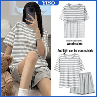 YISO Women's Pajamas Pambahay Set Short-Sleeved Shorts Cute Women's Pajamas With Padding