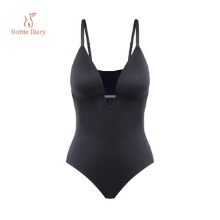 [Hottie Diary] Shapewear Bra Women Plunging Deep V-Neck Body Shapewear Seamless Thong Shapewear