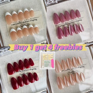 oooinkk Handmade Short Almond Nails 10 Pieces Plain Color clean Girl Fake Nails Reusable and Removab